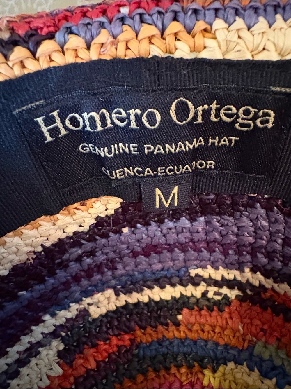 Homero Ortega Handcraft Genuine Panama Hat n Vibrant Multi-Color Toquilla Straw - Picture 2 of 6